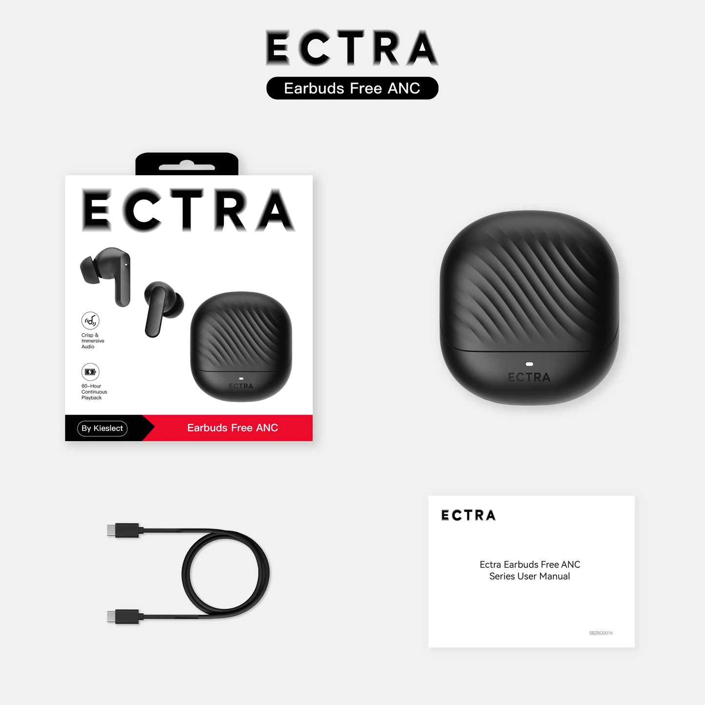 Kieslect ECTRA Free ANC True Wireless Earbuds with 60-Hour Playback Dual-Mic ENC Noise Cancellation And Multiple EQ Modes