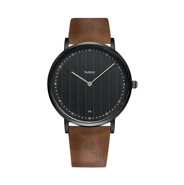 UTHAI Men's Watch Simple Waterproof Trendy Brand Thin Leather Strap Black Male Fashion Quartz Clock Watches