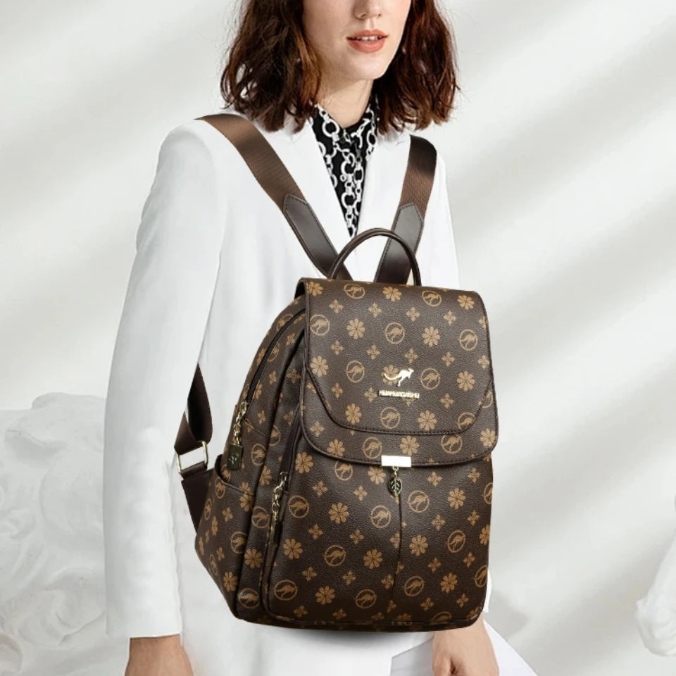 Ladies Backpack Designer High Quality Pu Leather Women Bag Luxury Printed Tassels School Bags Large Capacity A4 Backpacks Sac