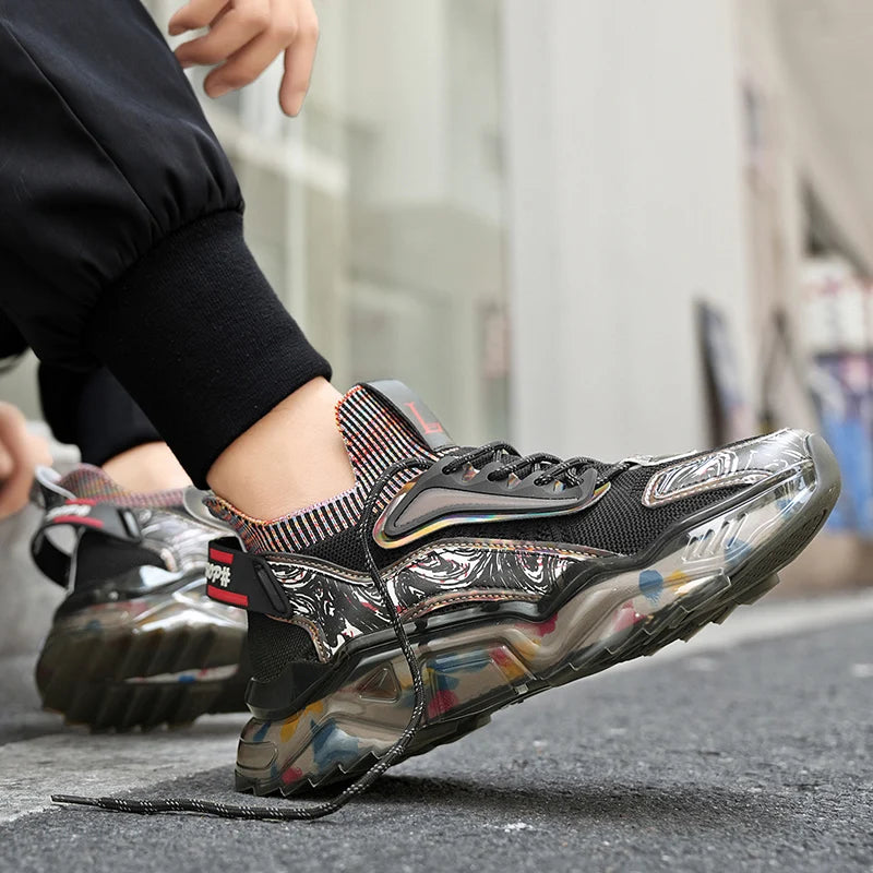 Men's new casual sports shoes four season fashion versatile comfortable thick sole breathable anti slip running casual sneakers