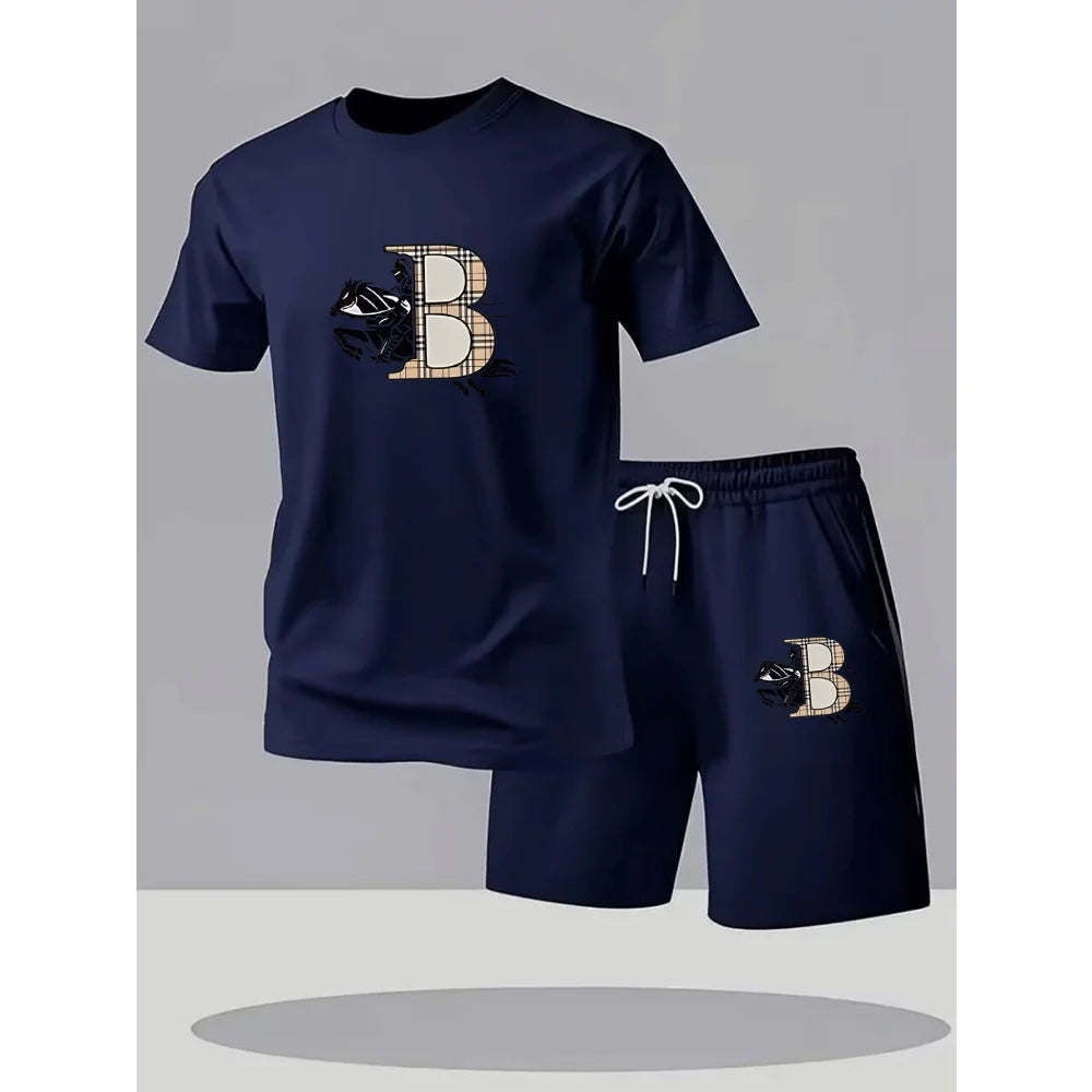 Men's Tracksuit Casual Quality 2026 Summer Daily Wear Single Piece Versatile sleeved T-shirt and Sports Short Outdoors Jogging