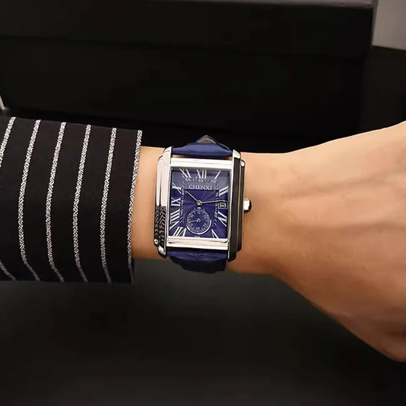 Top Business Luxury Brand Men's Watches High-end Square Dial Luminous Waterproof Running Seconds Men's Quartz Watch Original