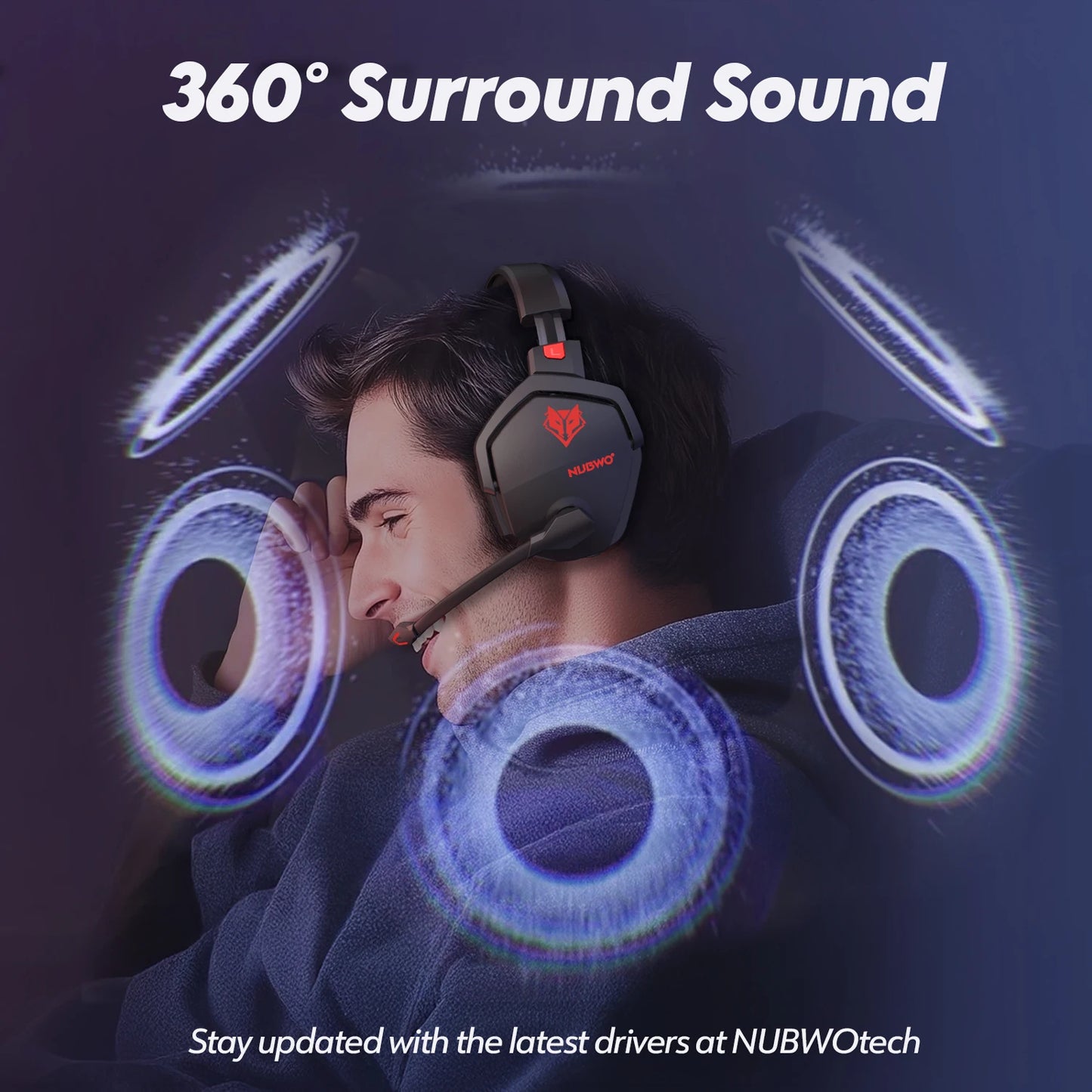 NUBWO G06 Dual Wireless Headsets Gamer with Microphone 2.4GHz Bluetooth 5.3 Gaming Headphones for PS5, PS4, PC, Mobile, Switch