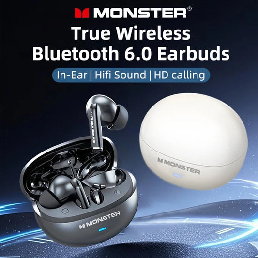 Monster MQT39 Earphones Wireless Bluetooth 6.0 TWS Noise Reduction Earbuds Gamer Sports Headset Hifi Stereo with Mic Headphones