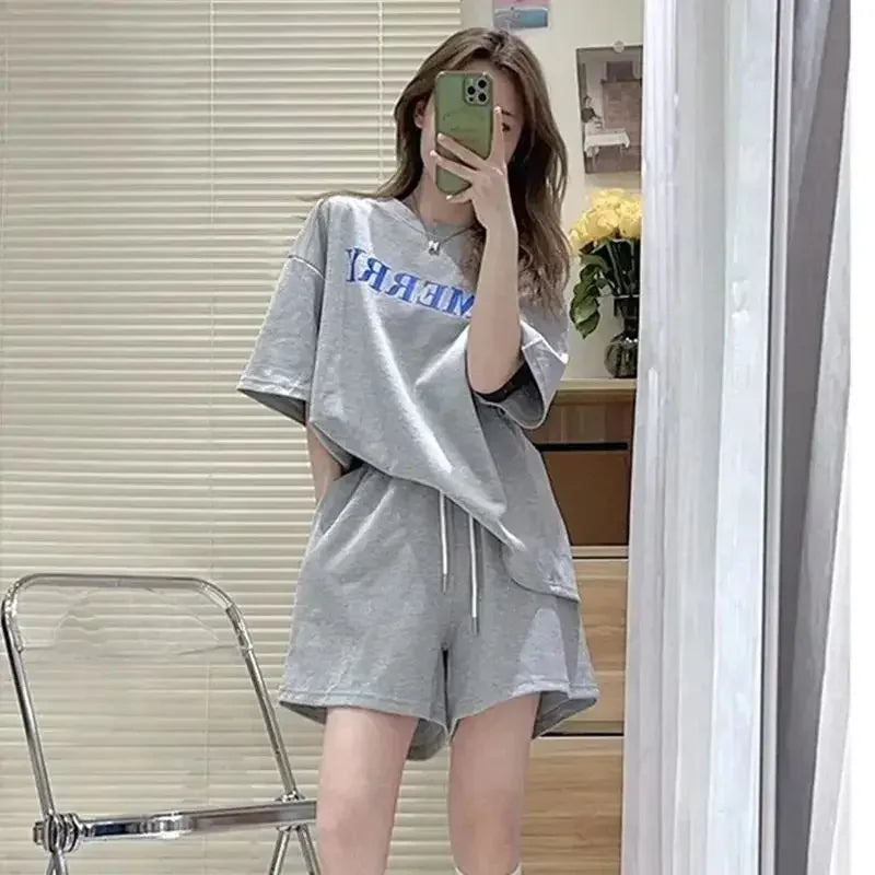 Casual Tracksuit Woman Shorts Stylish Short Sets for Women 2 Pieces Classic Summer Fashion 2025 Top and Bottom New in Matching