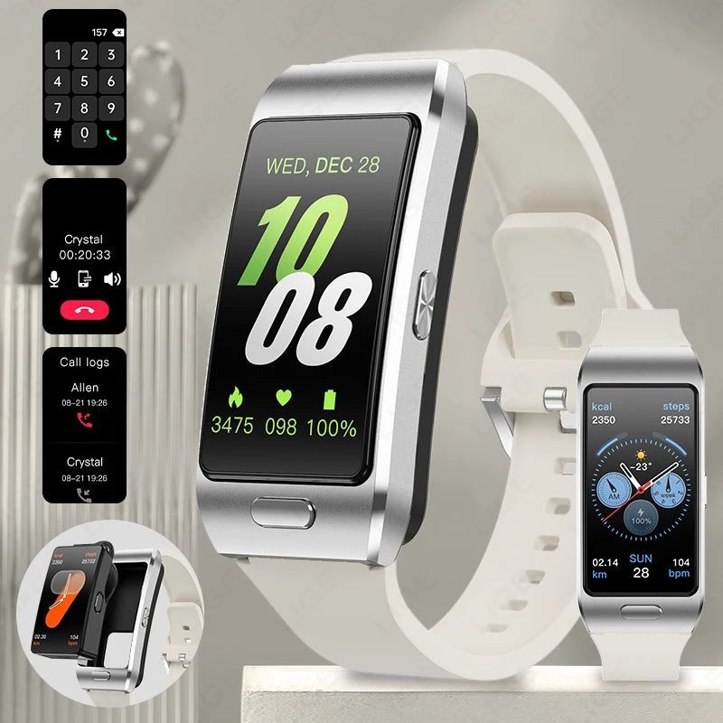 LIGE 2 in1 Smart Watch with Earplug Men Women Bluetooth Call Smartwatches 1.57inch Full Touch Screen GPS SportsTrack  Smartwatch