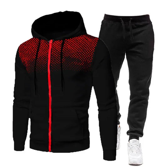 New Fashion Dot Printed Solid Color Zipper Set - Spring and Autumn Plush Men's and Women's Sports Hoodies, Sweaters, and Pants