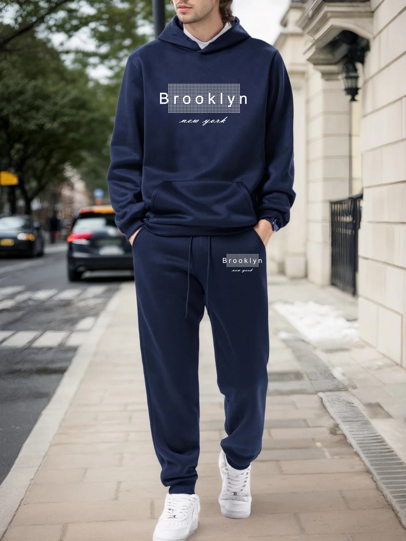 Mens Tracksuit Print Casual Hooded Sweatshirt Outfits Outdoors Gym Fitness Jogging Man Clothing Spring Autumn Sports 2 Pcs Sets