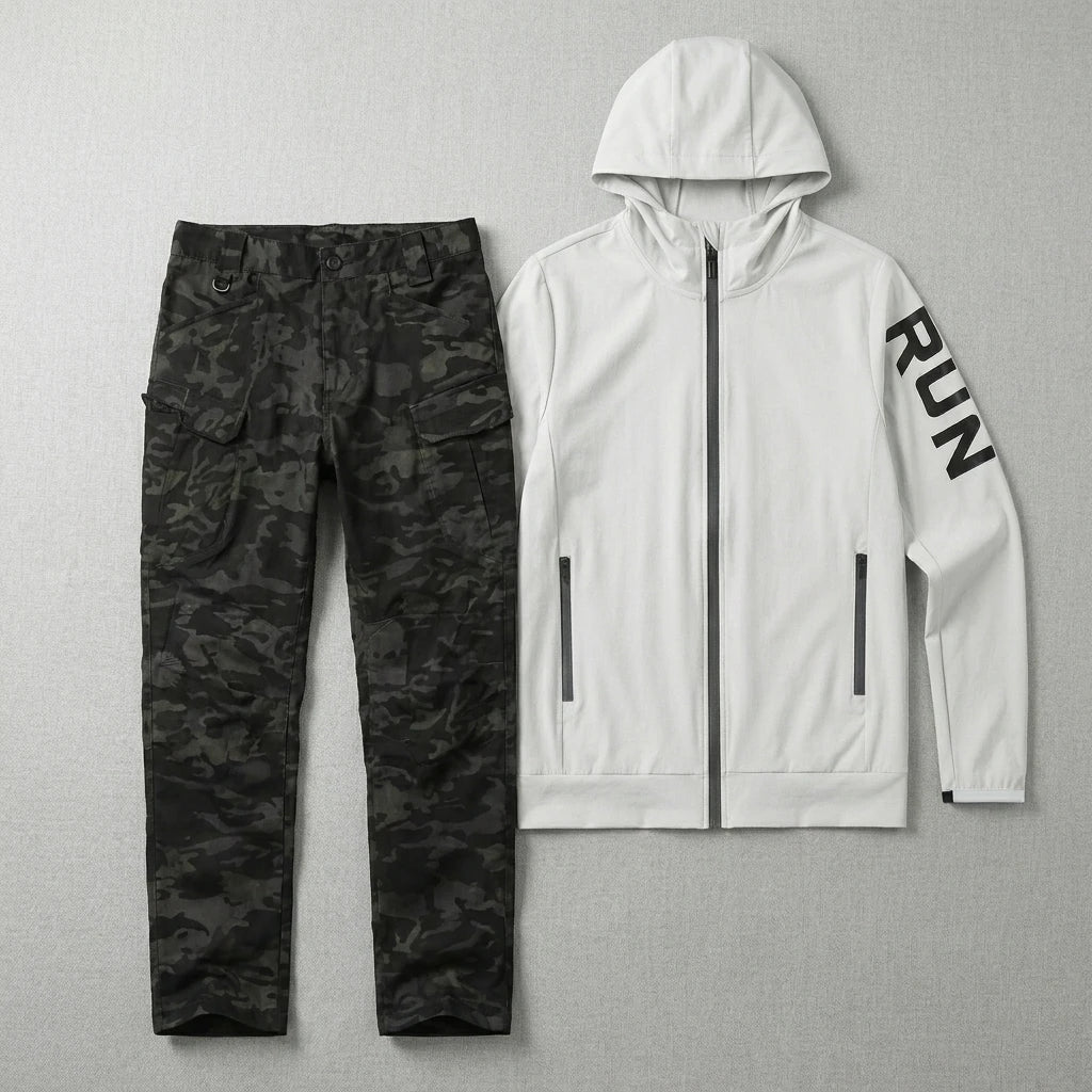 Men Tracksuit Fitness Full Set Training Suit for Marathon Training Cycling Jogging 2 Pcs Running Suit Set Gym Sportswear