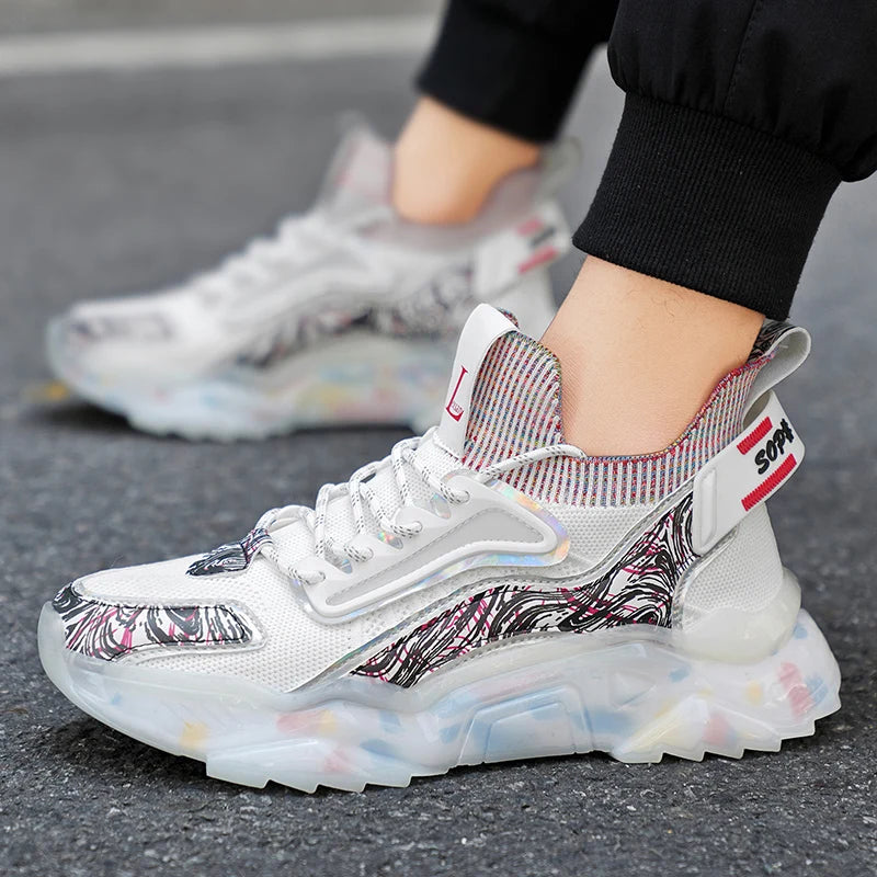 Men's new casual sports shoes four season fashion versatile comfortable thick sole breathable anti slip running casual sneakers