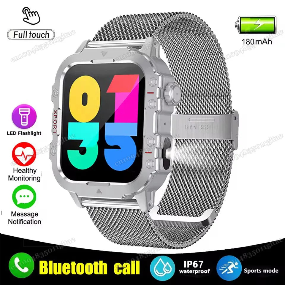 2026 New Military Smart Watch Men IP68 5ATM Outdoor Sports Fitness Tracker Health Monitoring 1.81Inch Bluetooth Calls Smartwatch