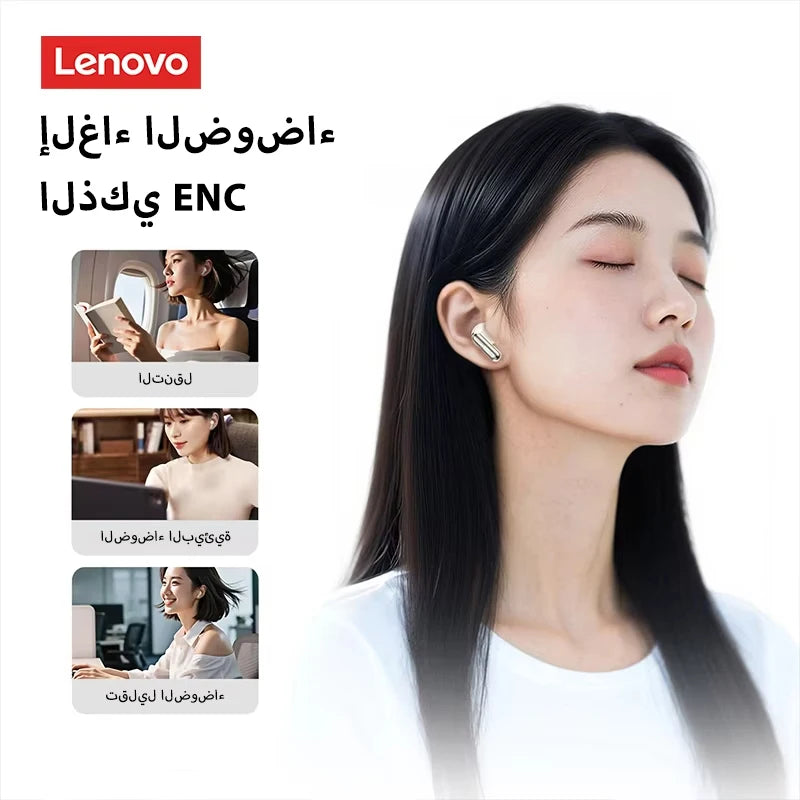 Lenovo LE208 TWS Bluetooth 6.0 Wireless Leather Earphones Stereo ENC Noise Cancelling Headphone 38ms Low Latency Gaming Headset