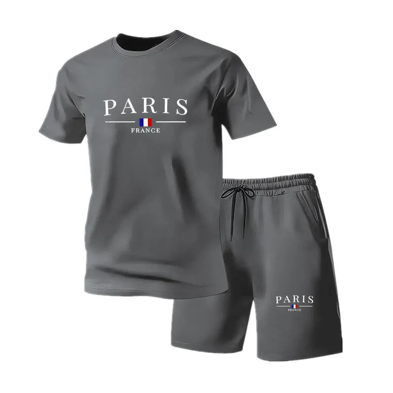 Men's Tracksuit 2 Piece O-neck Short Sleeve Shirt Shorts Set Men's Running Suit Plus Size T shirts Man Clothing Summer T-shirt