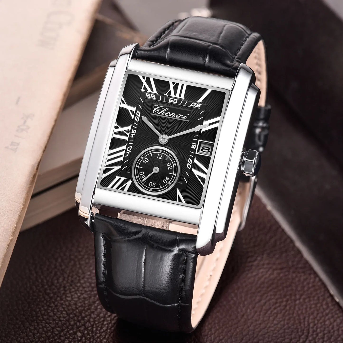 Top Business Luxury Brand Men's Watches High-end Square Dial Luminous Waterproof Running Seconds Men's Quartz Watch Original