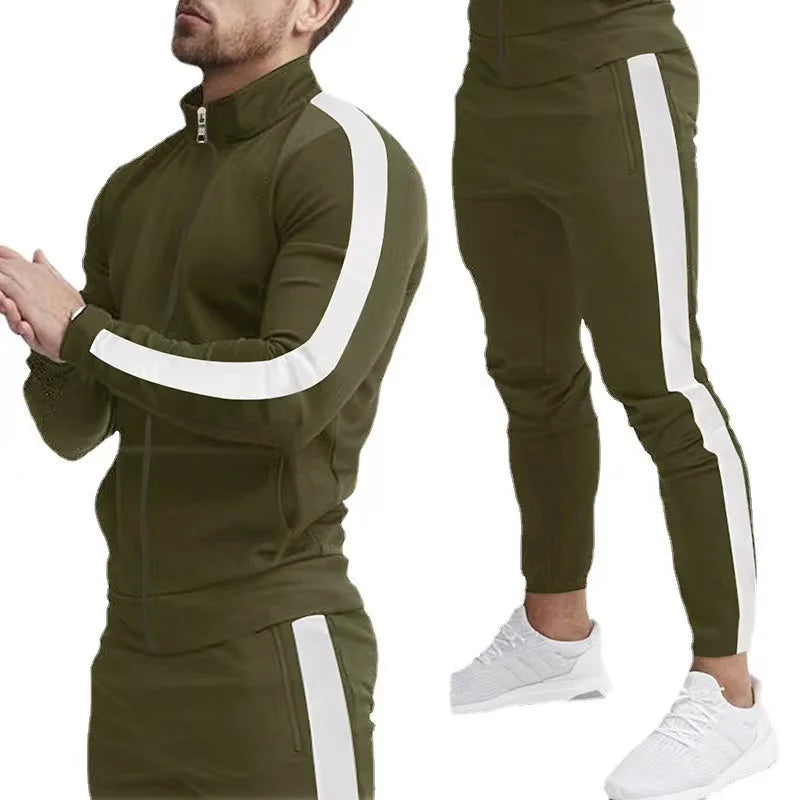 Sport Suits for Men's Y2K Fashion Streetwear 2 Piece Set Autumn Winter Male Tracksuit Sets Zipper Stand Collar Jackets+Pant Sets