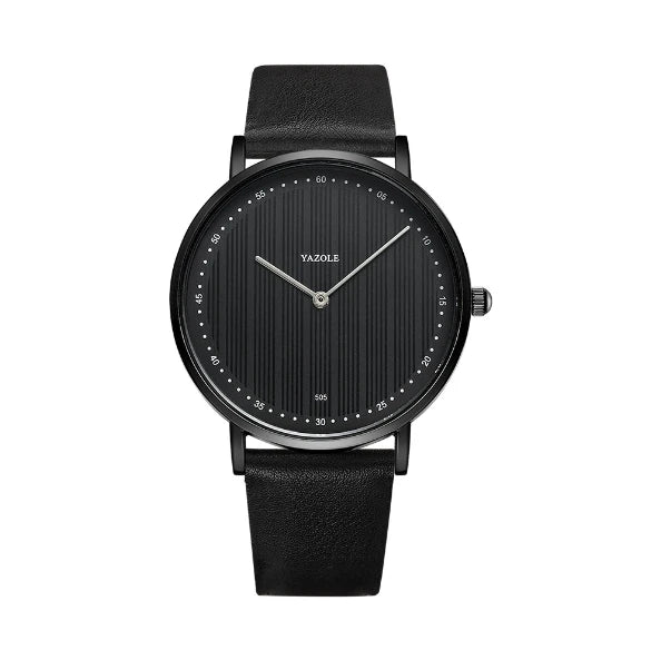 UTHAI Men's Watch Simple Waterproof Trendy Brand Thin Leather Strap Black Male Fashion Quartz Clock Watches