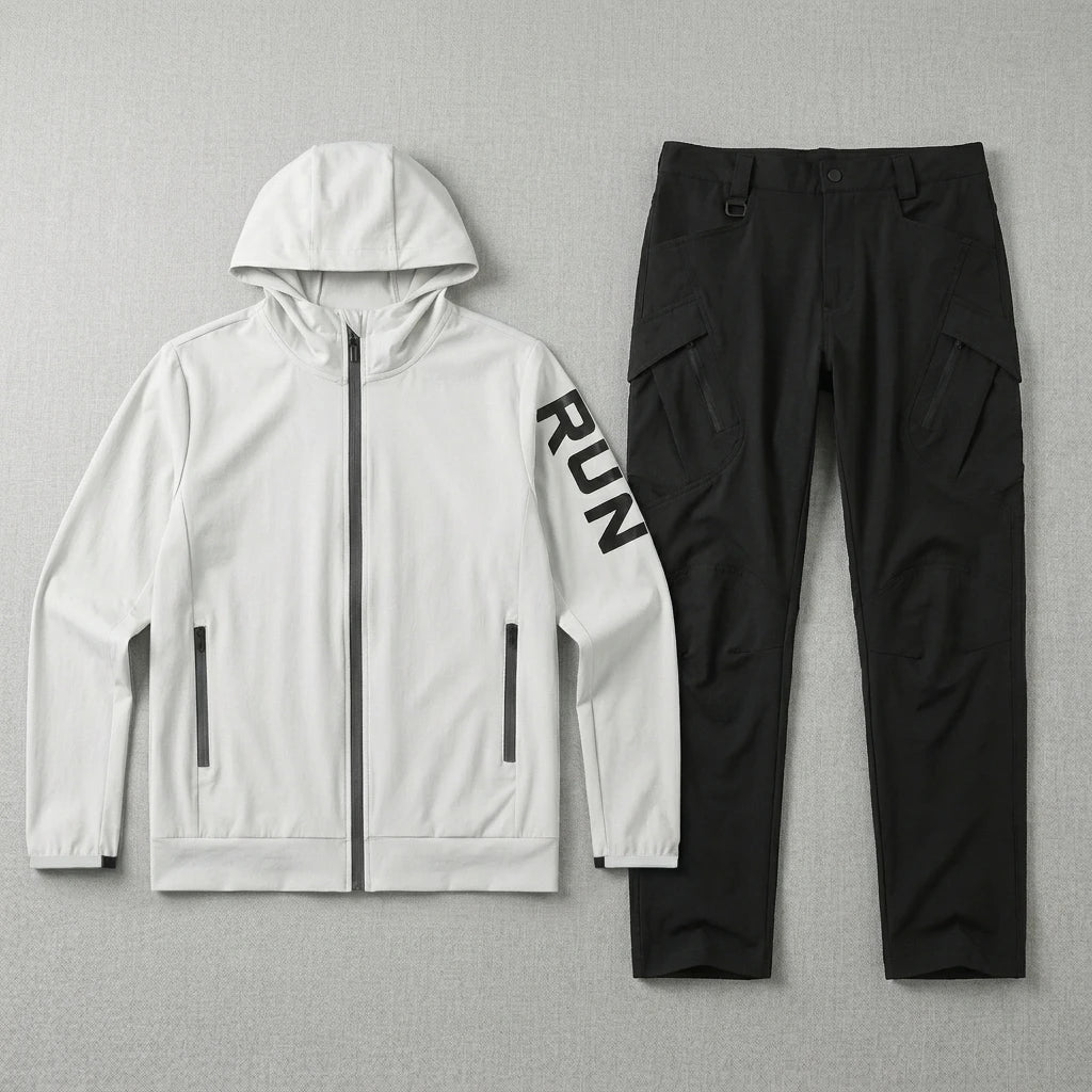 Men Tracksuit Fitness Full Set Training Suit for Marathon Training Cycling Jogging 2 Pcs Running Suit Set Gym Sportswear