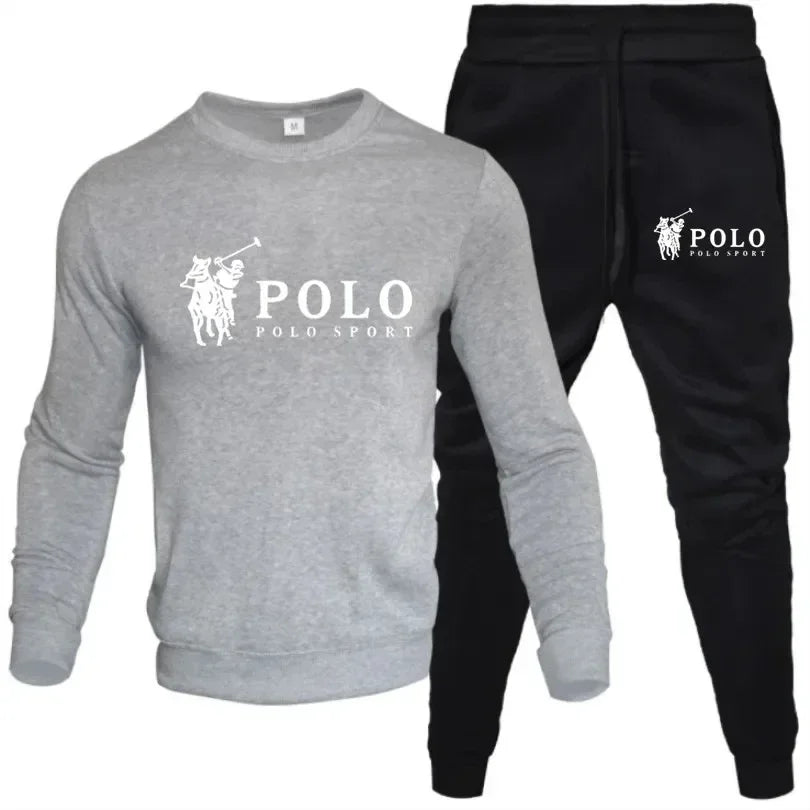 Men's Polo Sport 2-Piece Tracksuit – Black Crewneck Sweatshirt Jogger Pants Set  Casual Sportswear Stylish Polo Sport Tracksuit