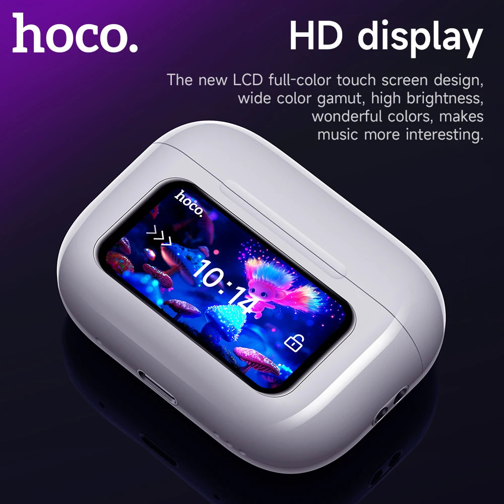 EW72 TWS Wireless Earbuds Bluetooth 5.4 ANC Noise Cancelling Full Color LCD Touch Display HiFi Sound Long Endurance Waterproof