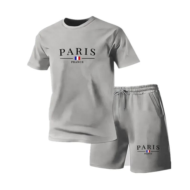 Men's Tracksuit 2 Piece O-neck Short Sleeve Shirt Shorts Set Men's Running Suit Plus Size T shirts Man Clothing Summer T-shirt