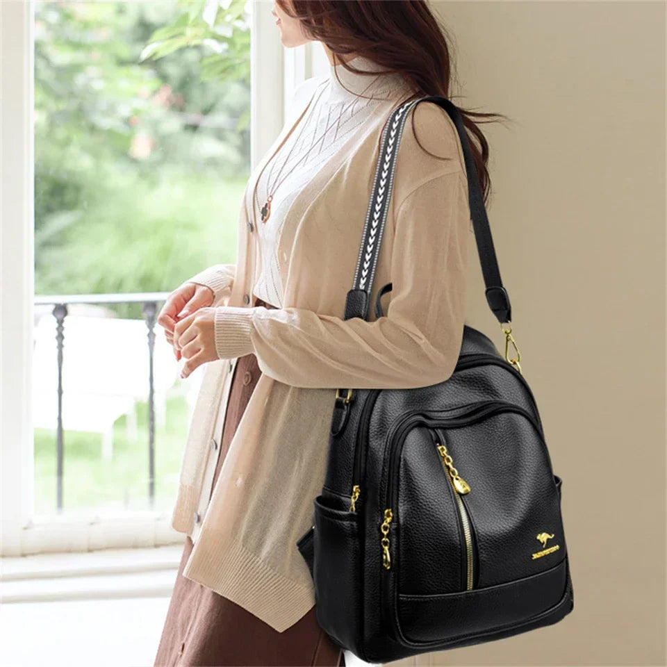 Genuine Original Leather Brands Backpack For Women Student School Bag Rucksack Luxury Design Back Pack Large Capacity Sac A Dos