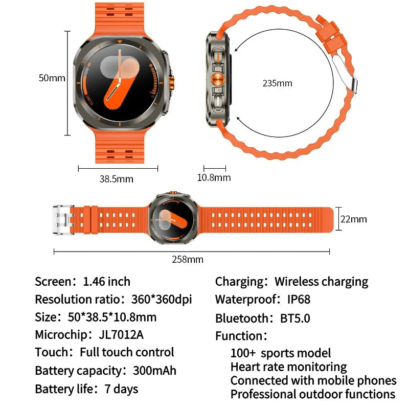Outdoor Smartwatch Z7 Ultra with Android and IOS Titanium Metal Case with Heart Rate monitoring Bluetooth Phone Call 7-day Last