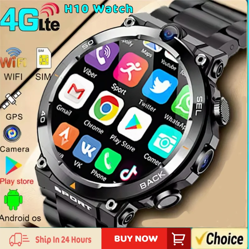 Golden Spike H10 Smartwatch 4G  LTE Android Smart Watch With 1.6'' Amoled 720*720 HD resolution Blue Light GPS Position WIFI