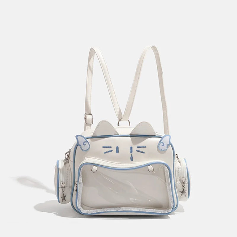Ladies' Backpacks Y2K Cartoon Cat Print Japanese Kawaii Sweet Schoolbags High-capacity Adjustable Single Shoulder Crossbody Bags