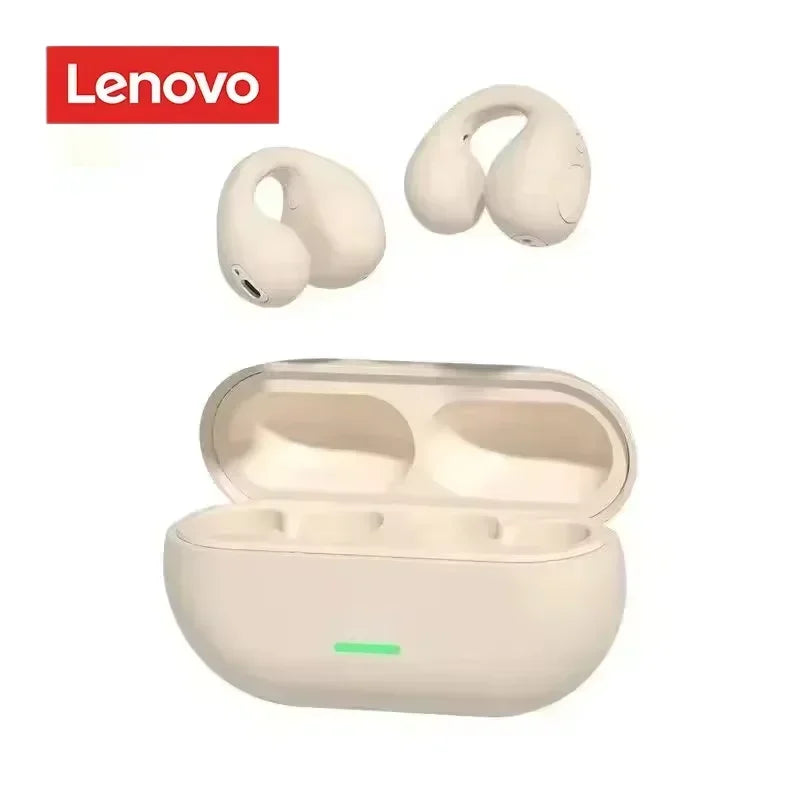 Lenovo Open-back Wireless Bluetooth Headphones, Clip-on Sports Headphones, HiFi Sound Quality, Noise Cancellation, Waterproof