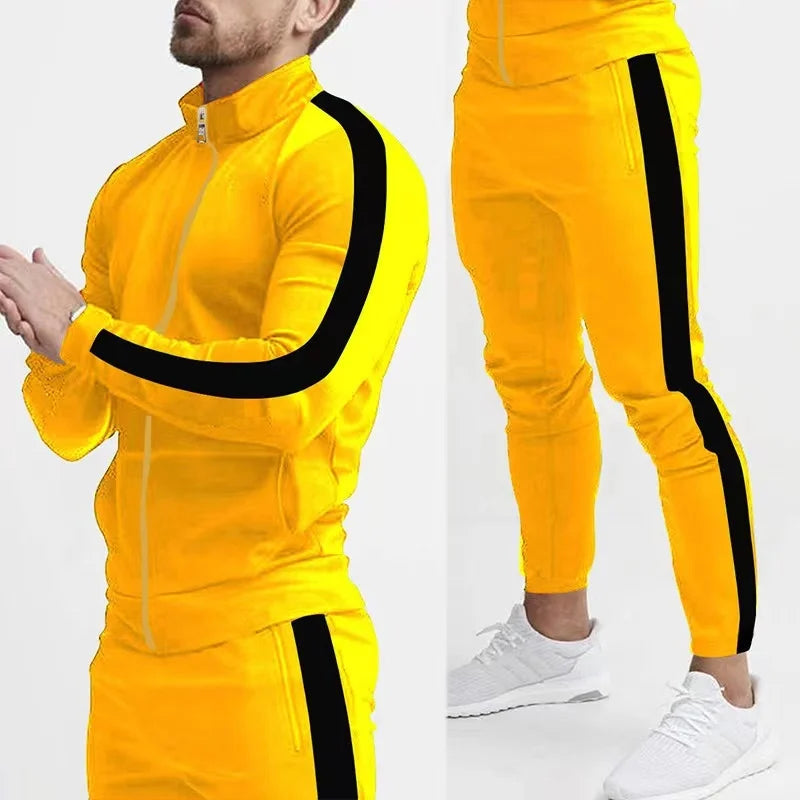 Sport Suits for Men's Y2K Fashion Streetwear 2 Piece Set Autumn Winter Male Tracksuit Sets Zipper Stand Collar Jackets+Pant Sets