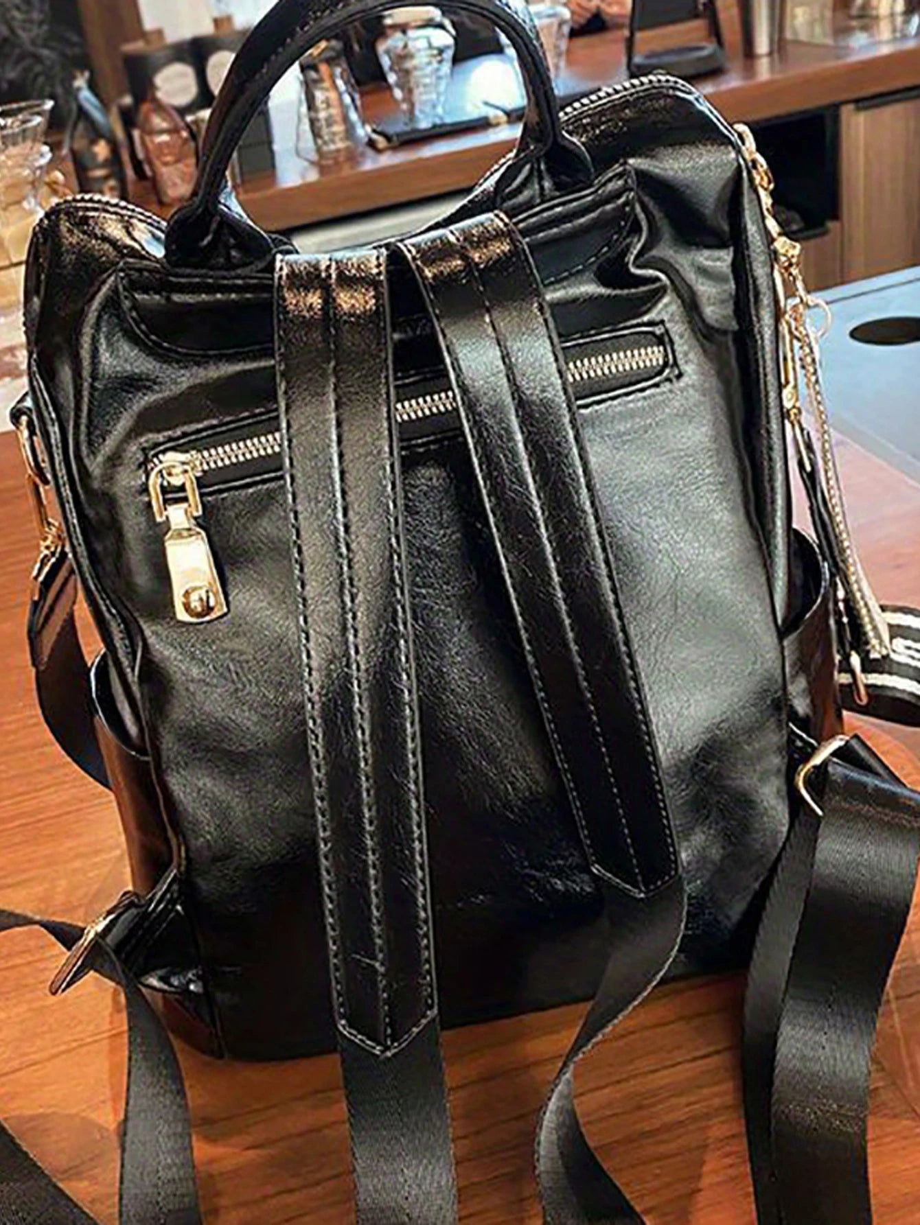 Fashionable and versatile backpack, new leather large capacity casual rhinestone shoulder bag