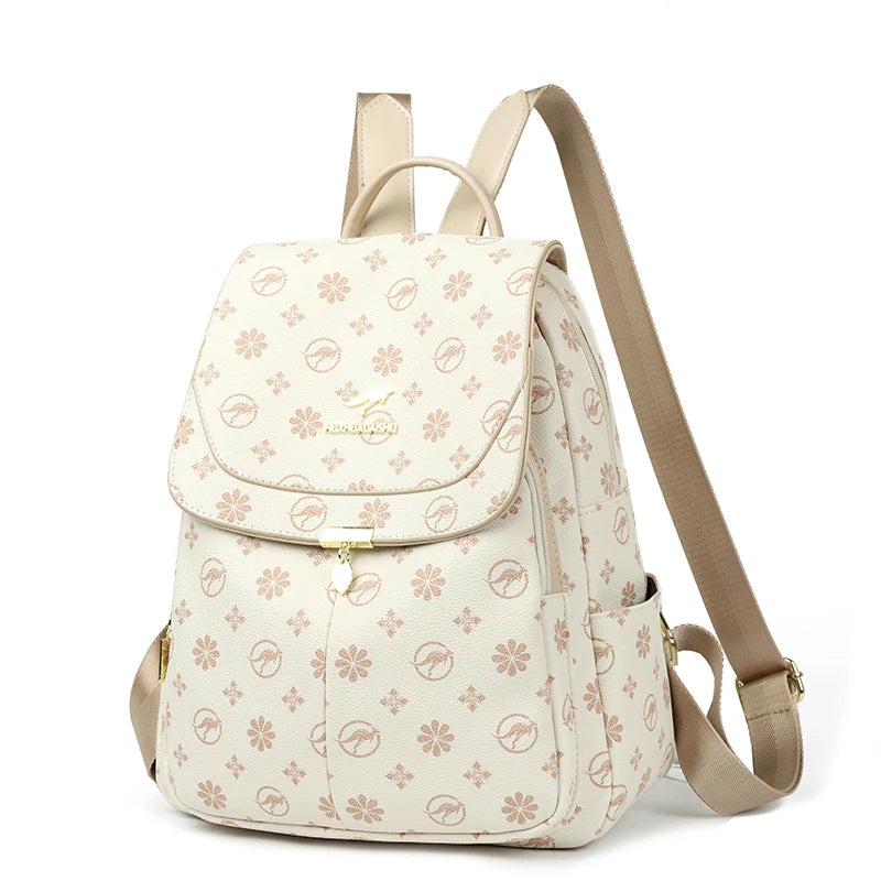 Ladies Backpack Designer High Quality Pu Leather Women Bag Luxury Printed Tassels School Bags Large Capacity A4 Backpacks Sac