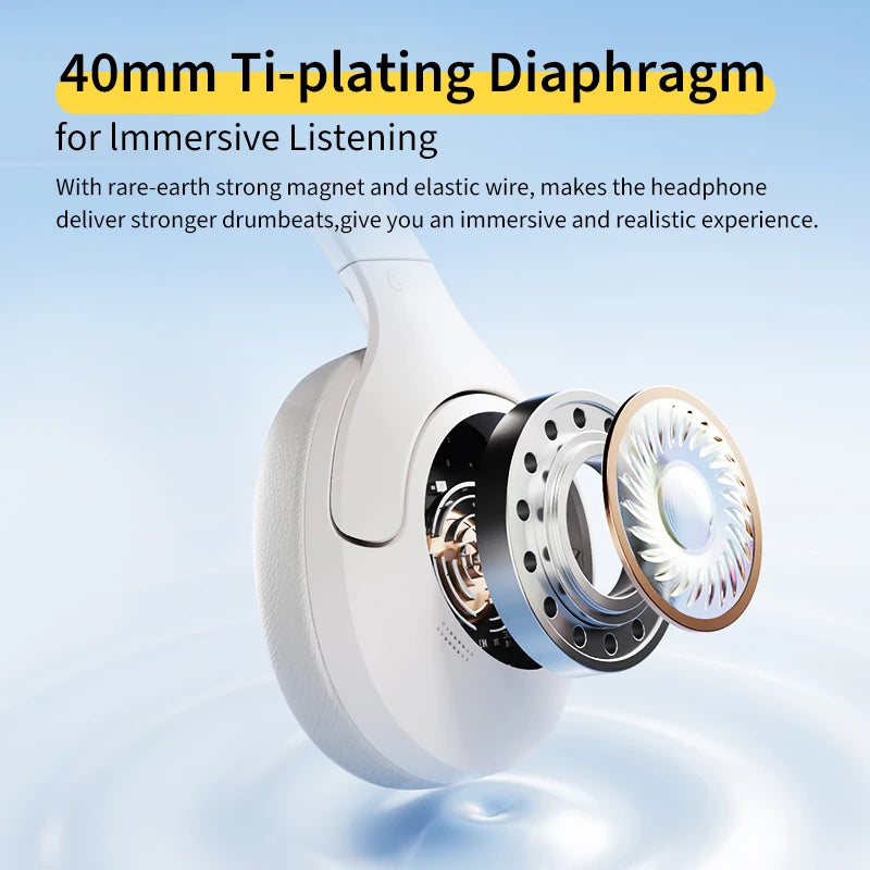 QCY H3 Lite ANC Wireless Headphones 40mm Driver Bluetooth 5.3 Earphones Active Noise Cancellation Over Ear Headset Clear HD Call