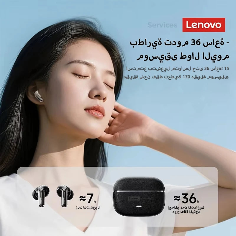 Lenovo LE208 TWS Bluetooth 6.0 Wireless Leather Earphones Stereo ENC Noise Cancelling Headphone 38ms Low Latency Gaming Headset