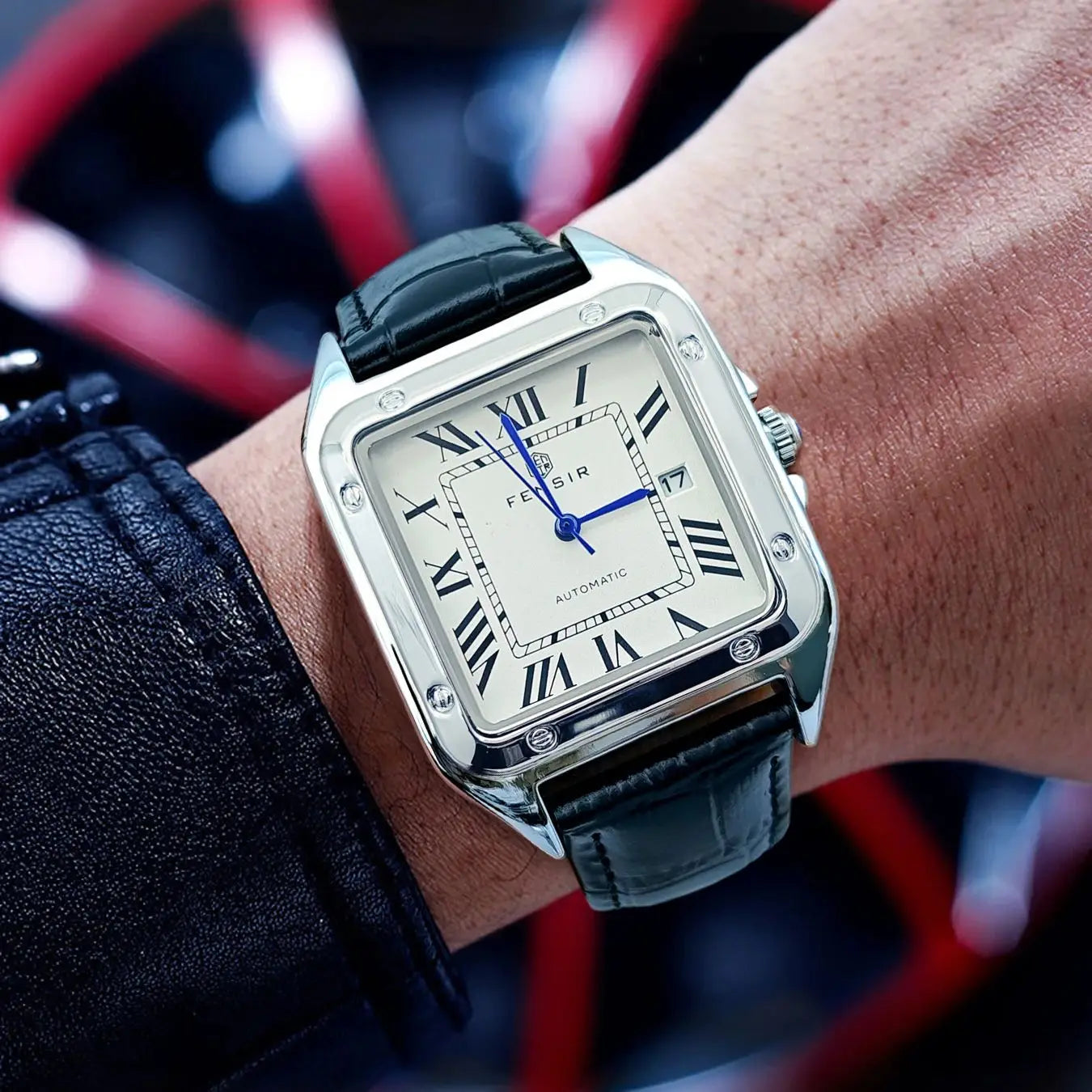 New High-End Business Casual Men's Quartz Watch, Square Dial, Waterproof Calendar Display, Leather Strap, European and American Style, Fashionable, Simple, Versatile, Stylish Men's Watch, Suitable for Various Occasions, the F