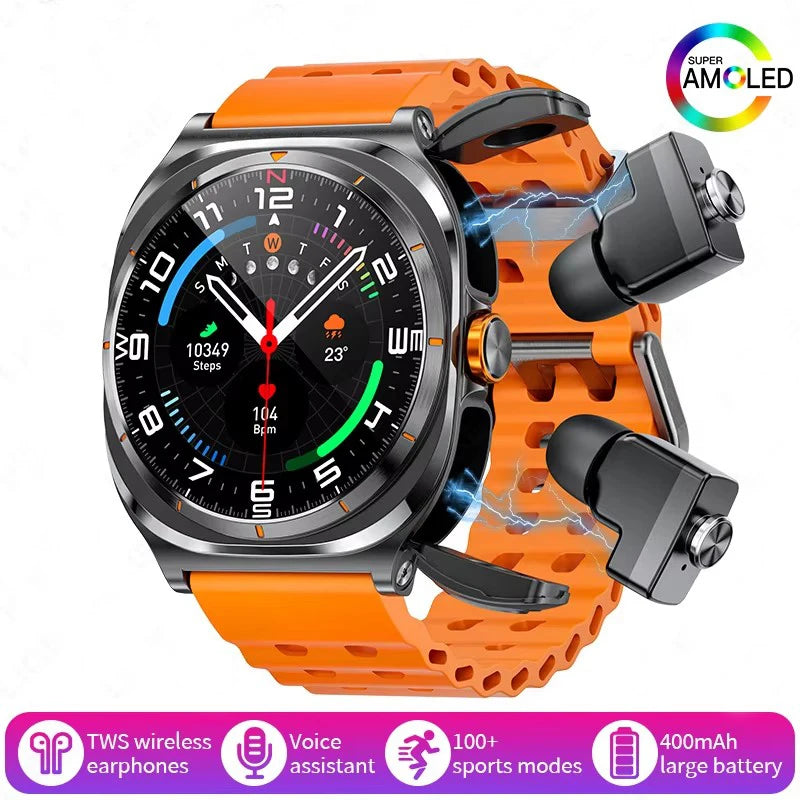 2025 Watch 2-In-1 Headphone Smartwatch Ip67 Waterproof Gps Positioning Local Music Heart Rate Monitoring Bt Call Men'S Watch