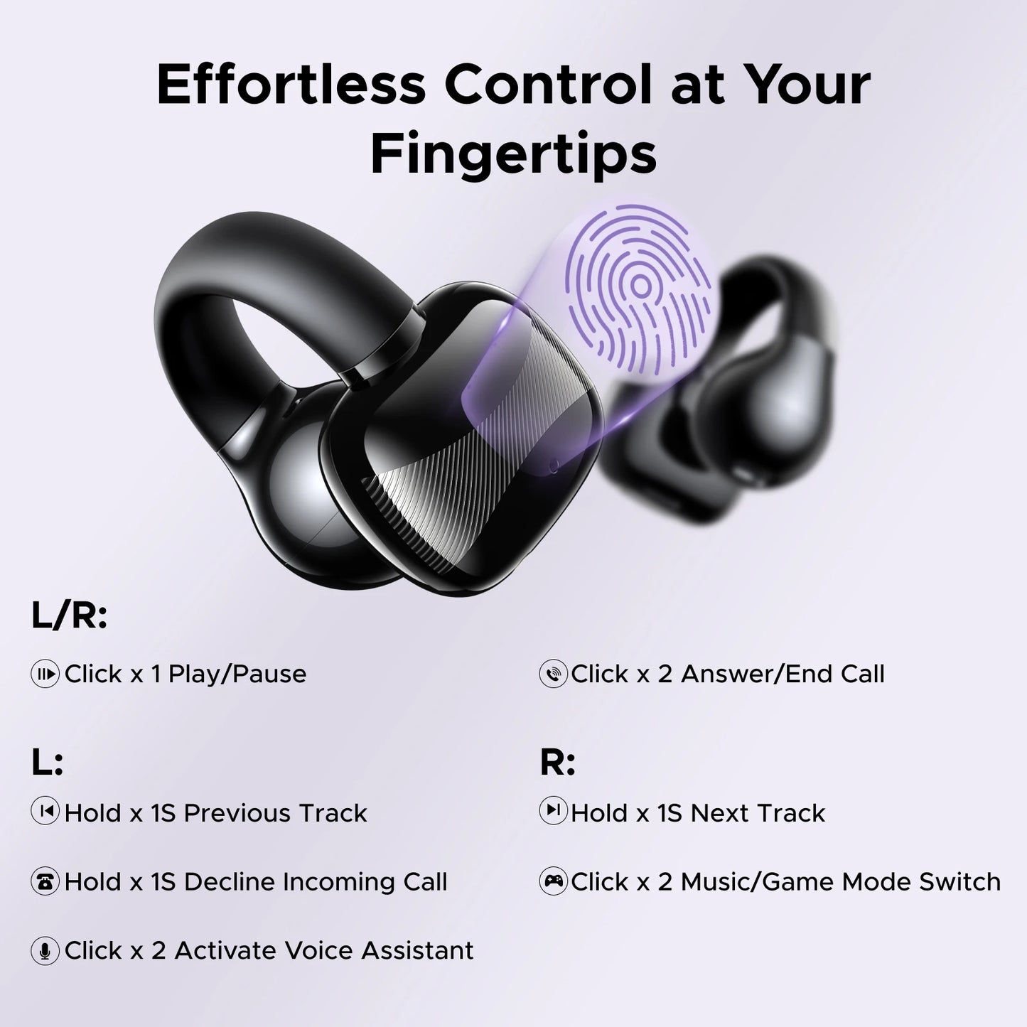 Open Ear Clip Wireless Earphones Bluetooth Earbuds Sports Headphones 30H AI Call Noise Cancellation Playtime
