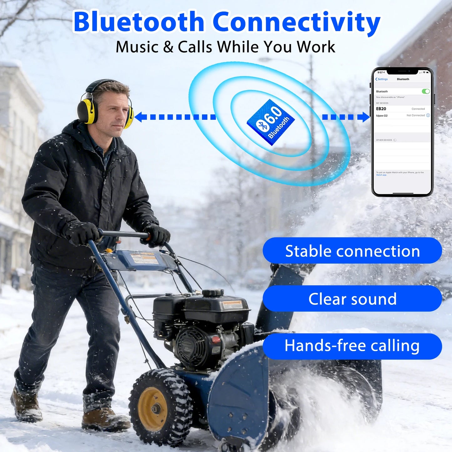 2026-NEW Electronic Headphone 6.0 Bluetooth Earmuffs Hearing Protection Headphones for Music Safety Noise Reduction Charging