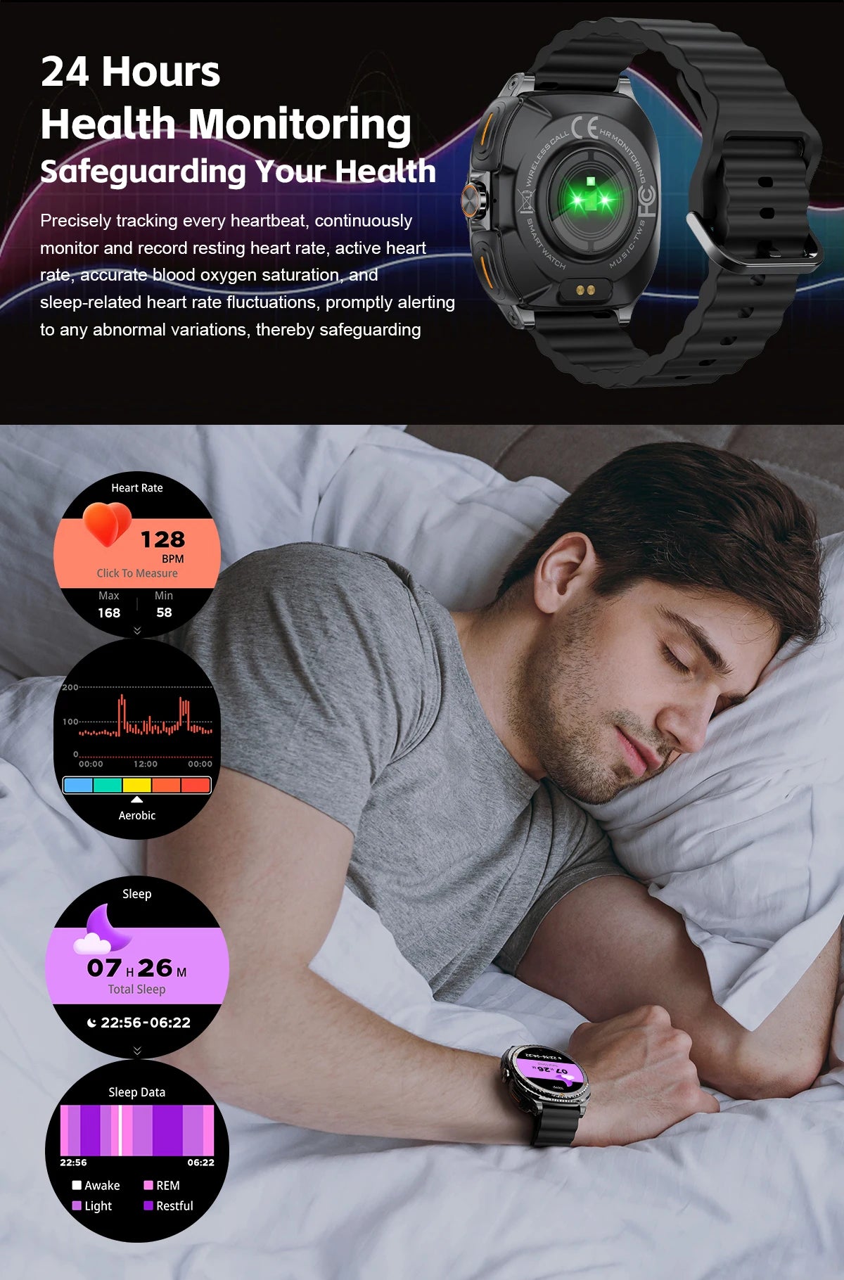 New watch earphones 2-in-1 smartwatch, Health monitoring device, wireless calling, 100+sports mode male and female smartwatches