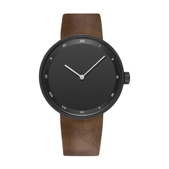 UTHAI Men's Watch Simple Waterproof Trendy Brand Thin Leather Strap Black Male Fashion Quartz Clock Watches