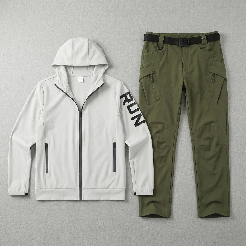 Men Tracksuit Fitness Full Set Training Suit for Marathon Training Cycling Jogging 2 Pcs Running Suit Set Gym Sportswear