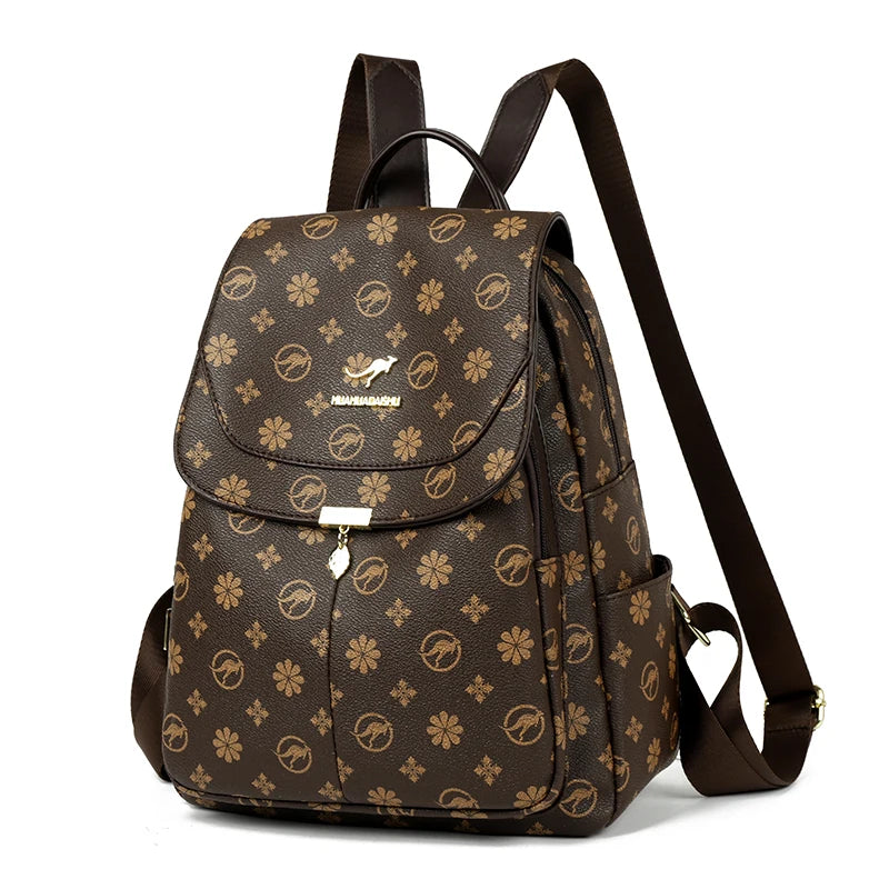Ladies Backpack Designer High Quality Pu Leather Women Bag Luxury Printed Tassels School Bags Large Capacity A4 Backpacks Sac