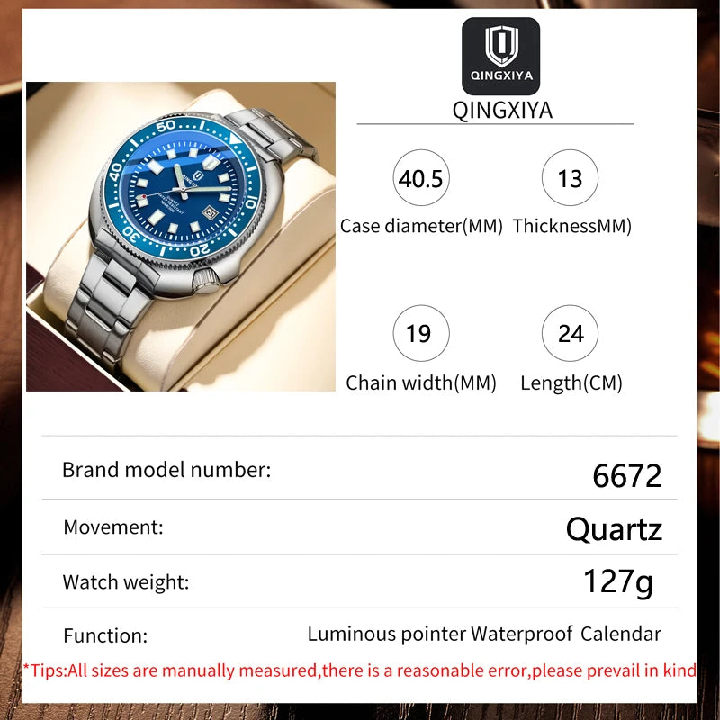 QINGXIYA Top Brand Luxury Men's Quartz Watches High Qualit Stainless Steel Strap Waterproof Luminous Date Fashion Sport Watch