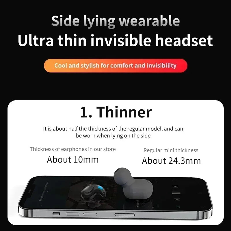 X55 Mini Wireless Earphones Bluetooth Headphones Noise Reduction Sport Game Sleep Bluetooth 50 Earbuds HIFI Stereo Music Headset