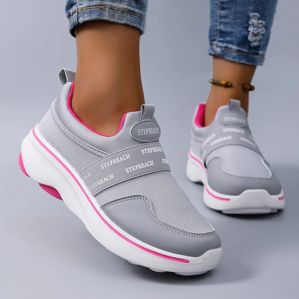 Women's Sports Shoes for Spring and Autumn, Casual Running Shoes, Mesh Shoes, Breathable Comfort, Durable, Lightweight, Lazy Sho