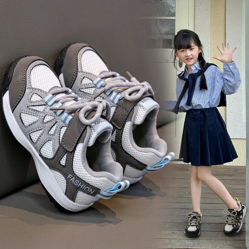 Kids School Sports Shoes Fashion Lightweight Boys Girls Outdoor Sneakers Mesh Breathable Non-slip Children Causal Running Shoes