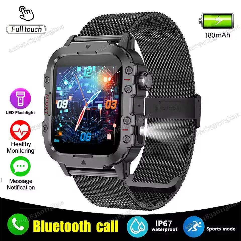 2026 New Military Smart Watch Men IP68 5ATM Outdoor Sports Fitness Tracker Health Monitoring 1.81Inch Bluetooth Calls Smartwatch