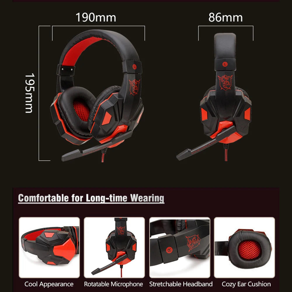3.5mm Gaming Wired Gaming Headphones With 120° Adjustable HD Microphone For Computer PS4 PS5 Xbox Bass Stereo PC Gaming Headset
