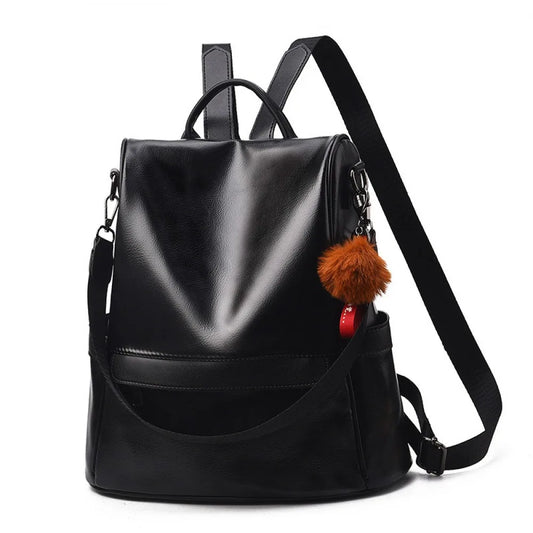 Retro casual backpack, new fashion soft leather large-capacity backpack, dual-use backpack for street commuting
