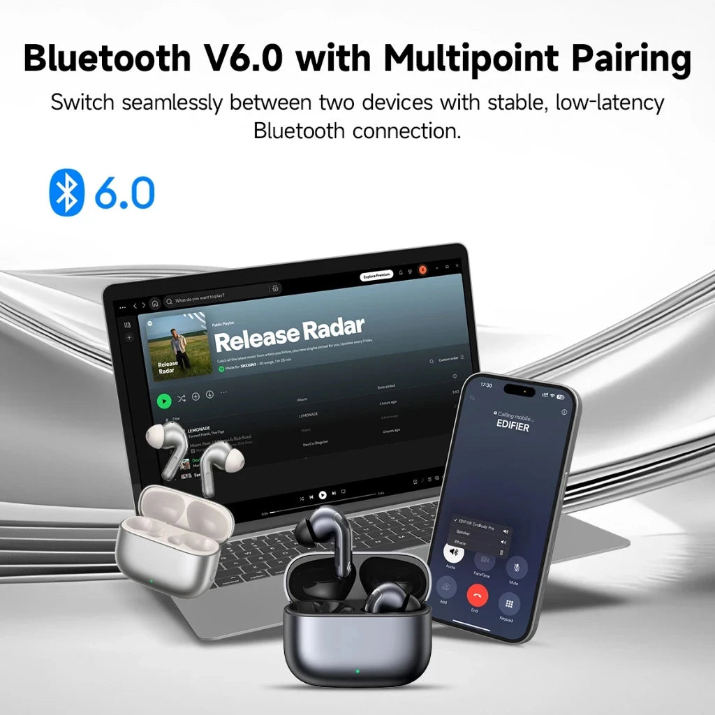 Edifier Evobuds Pro True Wireless Noise Cancelling Earbuds Bluetooth V6.0 LDAC Hi-Res Audio Hybrid ANC AI Voice Translation IP54